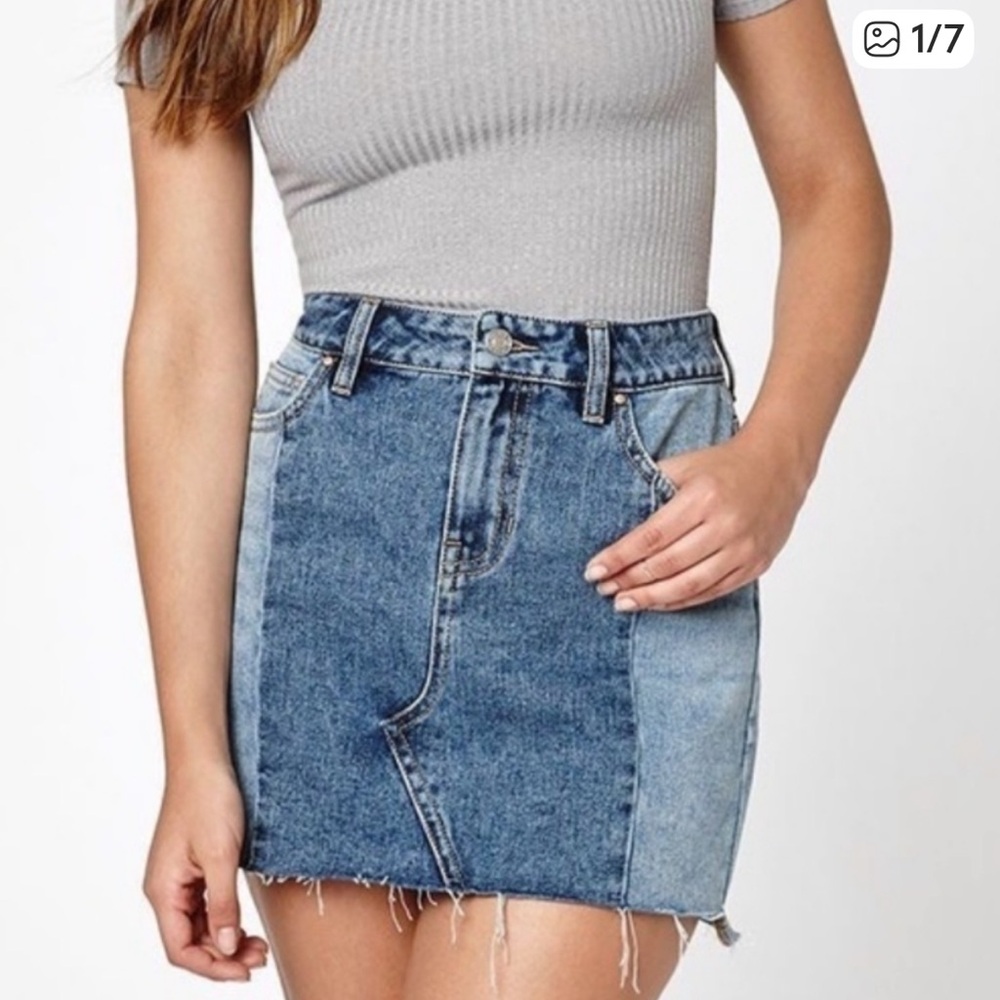 Cute Blue Denim Skirt with two tones of blue Denim